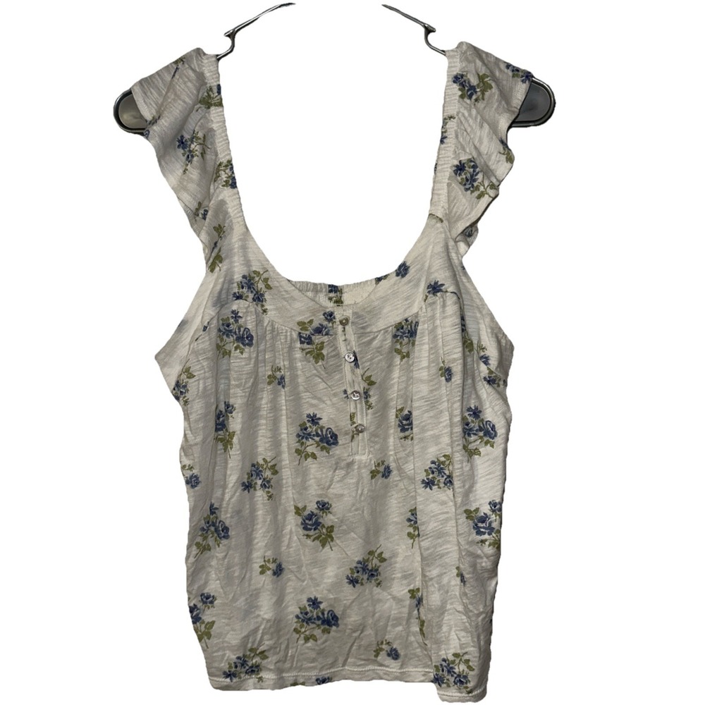 Lucky Brand babydoll Floral Top Sz Medium Lightweight Cotton Blouse cowgirl